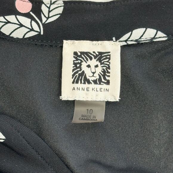 NWT Anne Klein Black Pink Floral Sleeveless Midi Dress Pockets Womens Size 10 - Picture 7 of 11